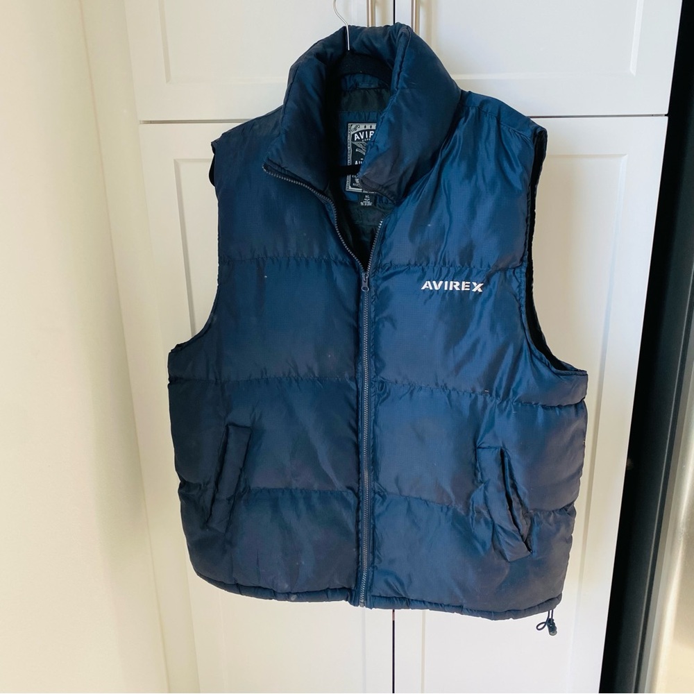 Avirex Mens navy blue puffer vest XL new